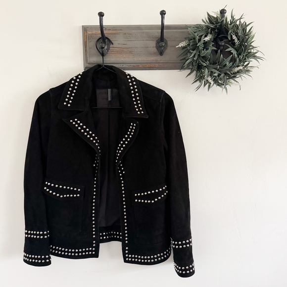 NEW Allsaints Black Suede Studded Evans Jacket XS